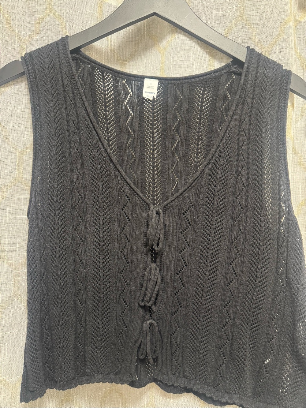 Old Navy Black Crochet Tie-Front Vest